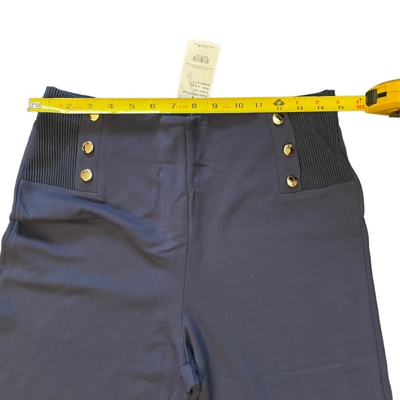 SUSANNE BETRO NWT BUTTON DETAIL HIGH WAISTER LEGGING PANT BLUE SIZE L - Picture 5 of 14